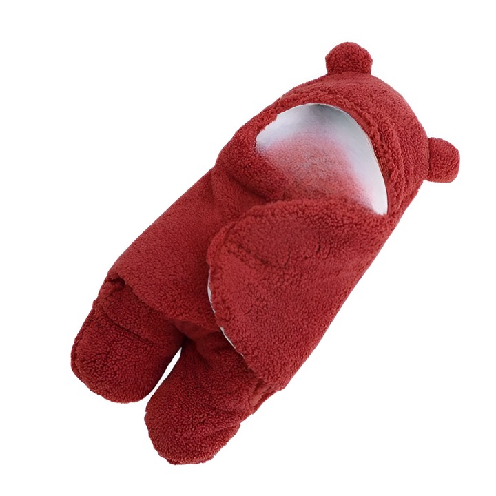 NEO™ bolyhos takaró, 0-6 hónapos, meleg, medve formájú, cserélhető babákhoz, piros