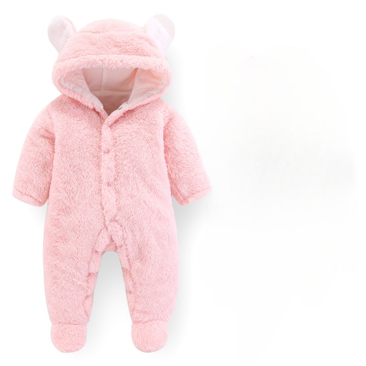Salopeta Pufoasa NEO™, 3-6 luni, Calduroasa, Forma de Iepuras, pentru Bebelusi, Roz