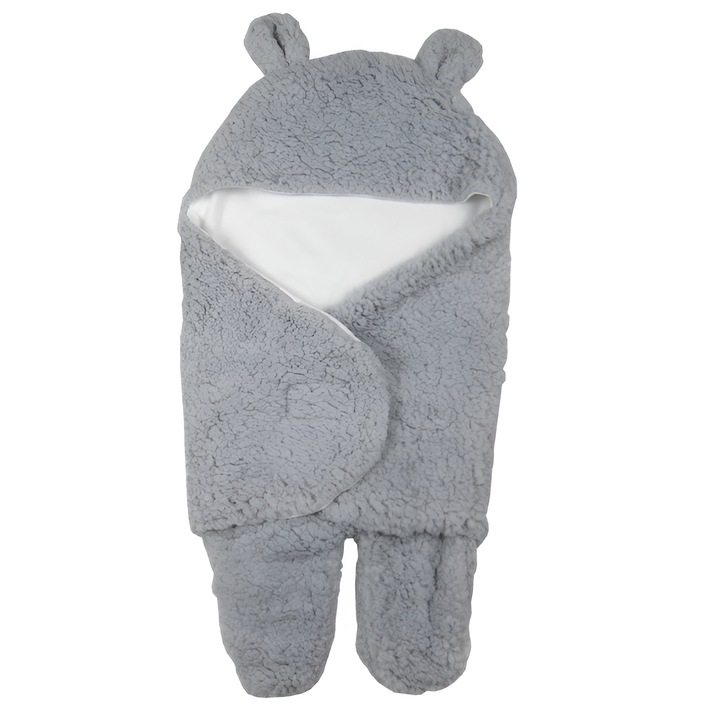 ALC™ bolyhos takaró, 0-6 hónapos, meleg, medve formájú, cserélhető babákhoz, szürke