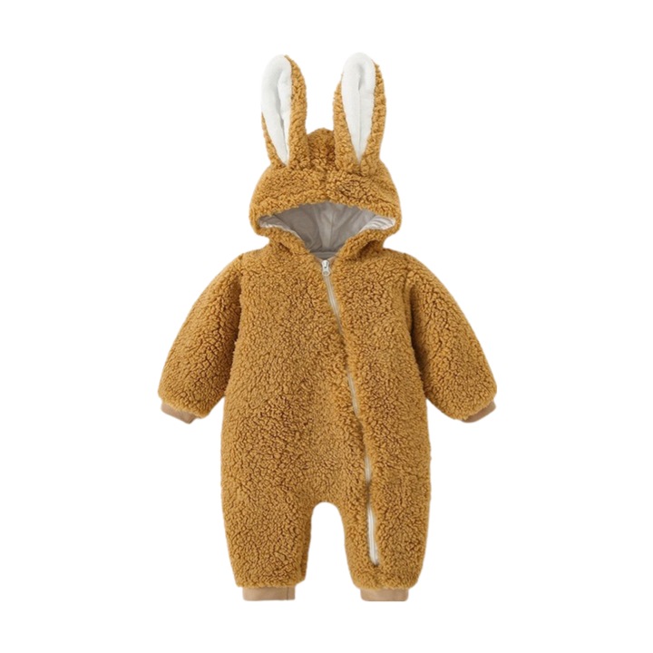 ALC™ bolyhos takaró, meleg, nyúl formájú, mintás, váltócsecsemőkhöz, kombiné típus, barna