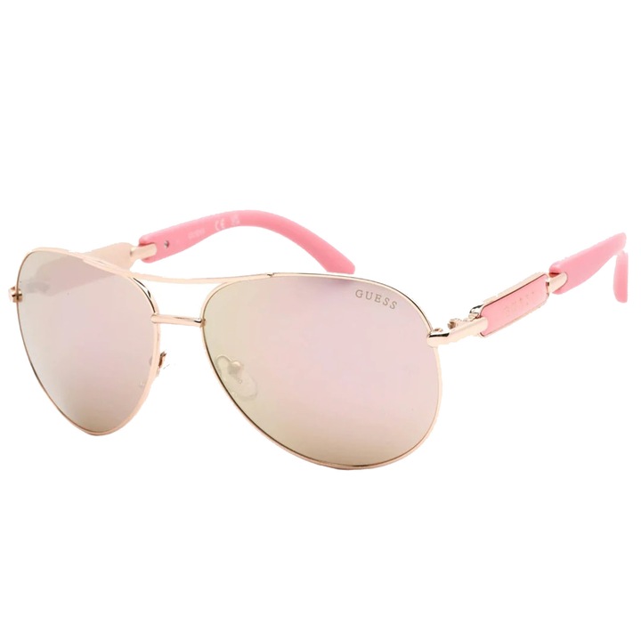 Дамски слънчеви очила Guess, 60-14-135, Авиатор, Shiny Rose Gold