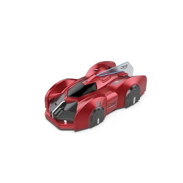 Magic Wheels Doty® játékautó, antigravitációs, falra szerelhető, újratölthető, USB tartozék, fényeffektusok, távirányítóval, piros