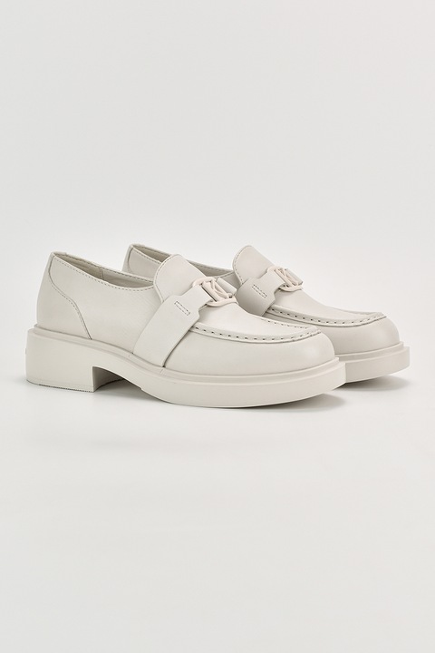 Karl Lagerfeld, Pantofi loafer de piele cu logo, Alb, 39
