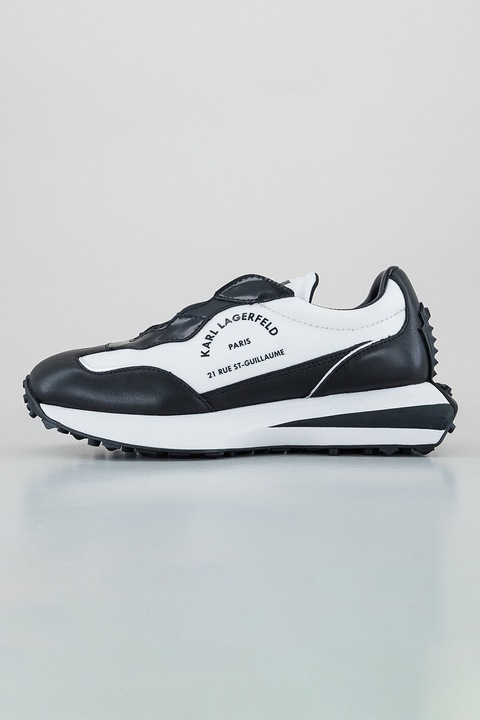 Karl Lagerfeld, Pantofi sport din piele cu insertii de material textil Zone, Alb/Negru, 38