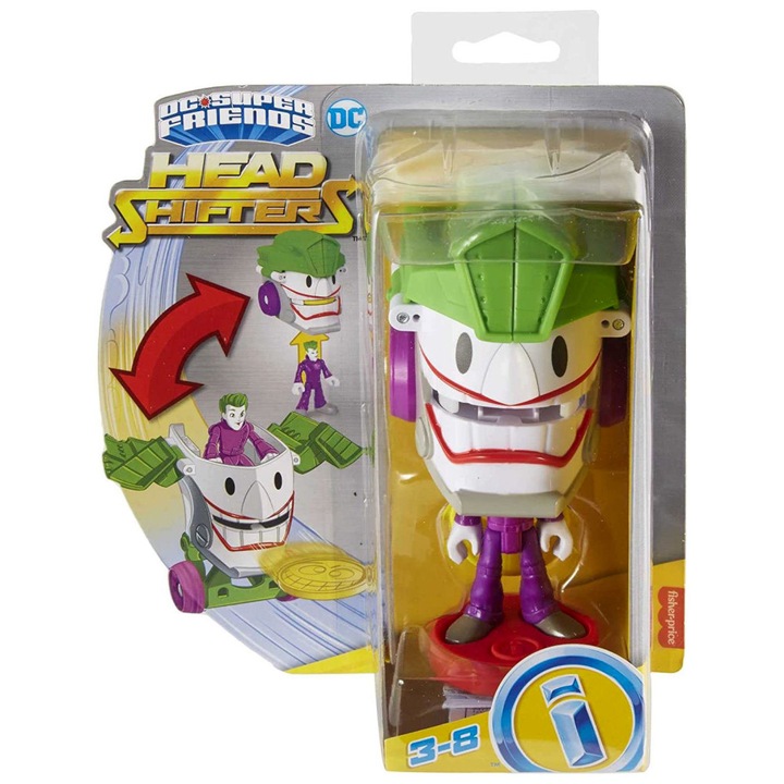 Figurina si masina, FisherPrice, DC Joker, 14 cm, Multicolor, 3+