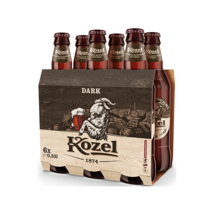 Bere bruna Kozel Dark, sticla, 6 x 0.33l