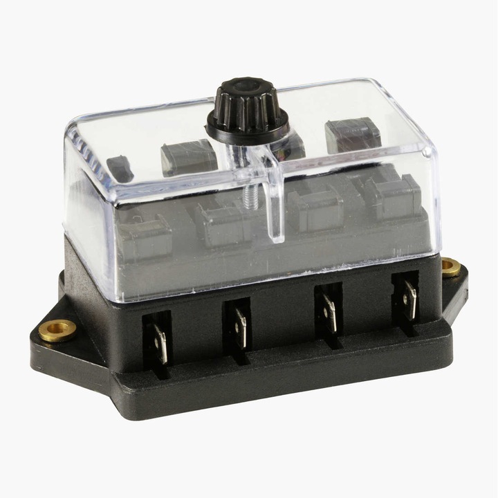 Cutie pentru sigurante fuzibile cu 4 prize, 12V - 24V