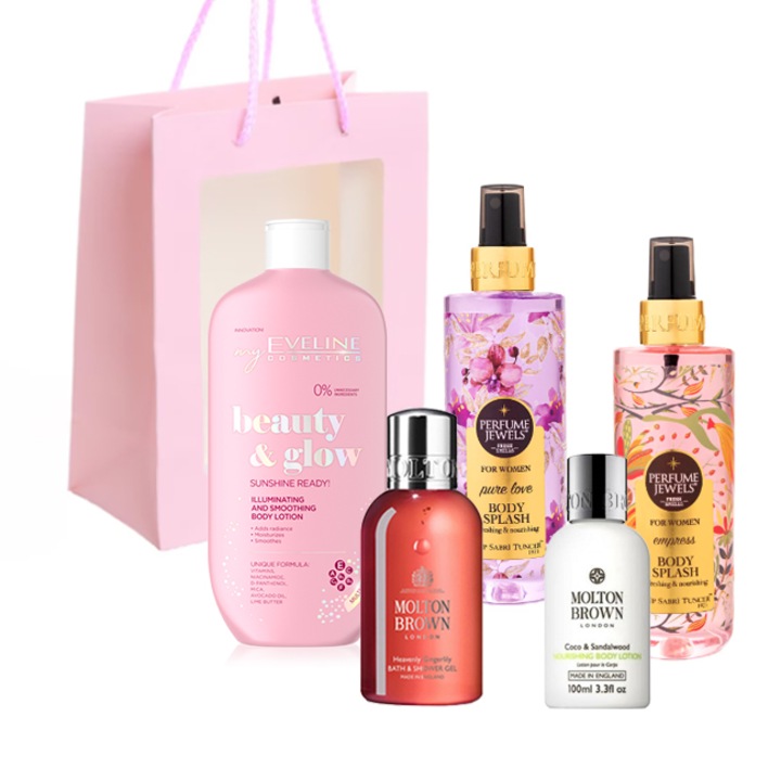 Love Shayari szett, női, 2 x Eyup Body Spray 250 ml, Eveline Beauty and Glown testápoló 350 ml, tusfürdő 100 ml, testápoló 50 ml