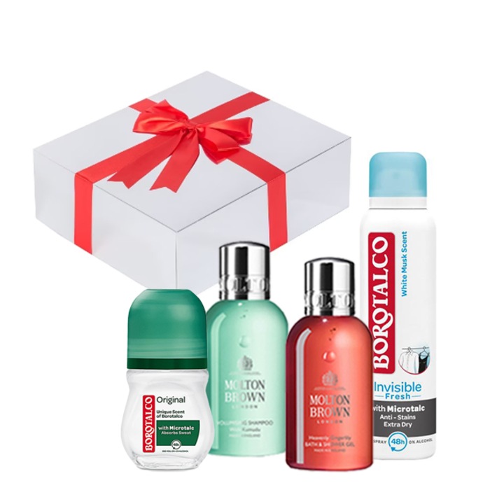 Set Energy and Vitality, Femei, Deodorant Borotalco Spray Invisible Fresh + 150 ml, Deodorant Borotalco Roll-On Original + 50 ml Gel de dus Gingerlily 100ml + Sampon de volum Kumudu 100 ml