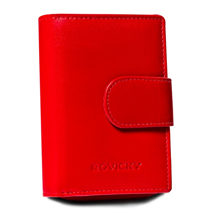 Дамски портфейл, Rovicky, R-RD-41-GCL, Червен, 12.5 x 9 x 2.5 cm