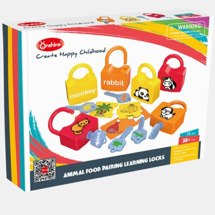 Joc educativ cu lacate si chei de asociere imagini, Montessori