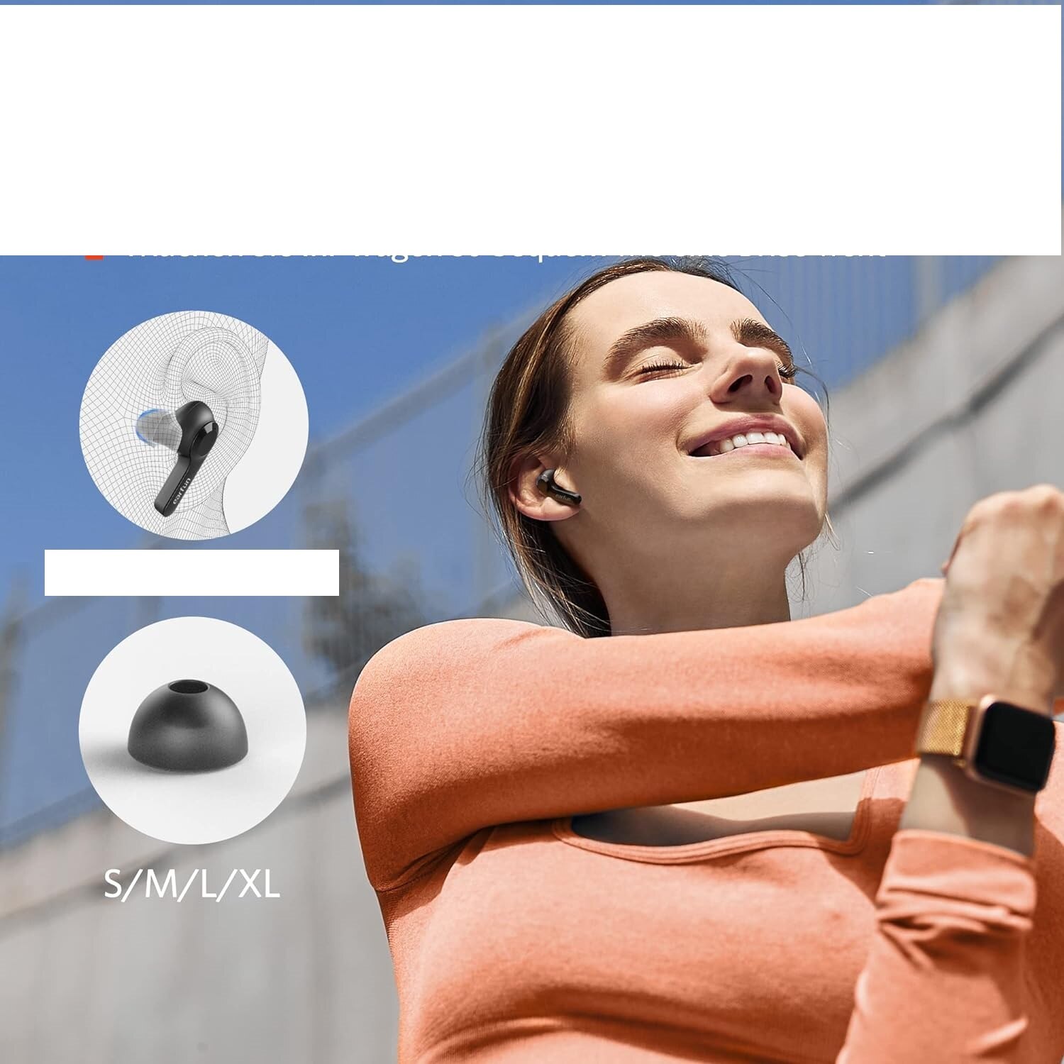 Casti Bluetooth EarFun Air, in ureche, fara fir cu microfon cu anulare ...