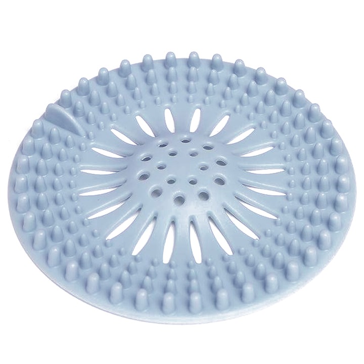 Силиконова кръгла цедка CCmax за мивка, вана, сифон за баня или кухня, Защита от запушване, Premium, Син