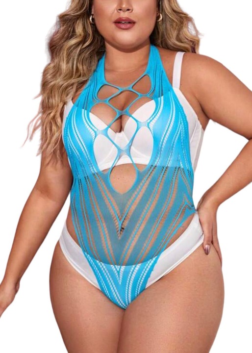 Body Decupat din plasa, albastru, One size``, Albastru, One Size