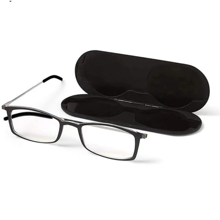 Очила за четене Lucky Joy, четене със защита за компютър, унисекс модел с магнитна метална кутия за закрепване на телефон, защита на екрана на телефона, синя светлина, UV 400, диоптър+3.50, цветни, черни