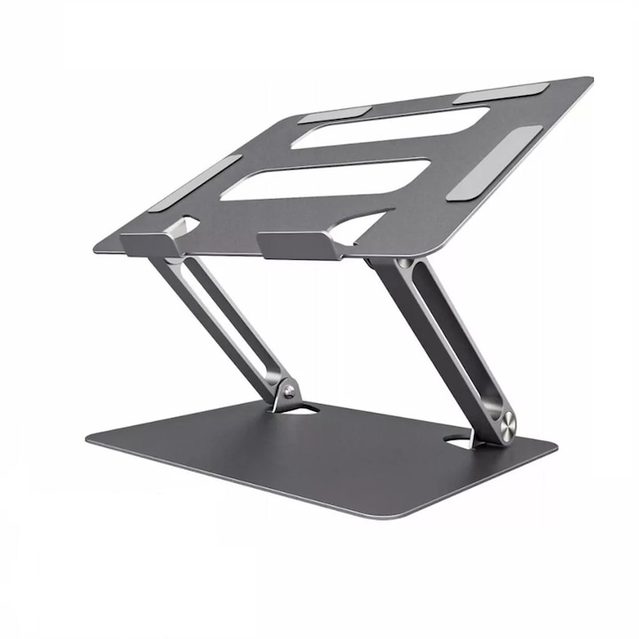 Stand pentru laptop / tableta The Phone Closet, stabil si pliabil, pentru display-uri intre 11 - 17 inch, functie suport si design special disipare caldura, aluminiu, Argintiu