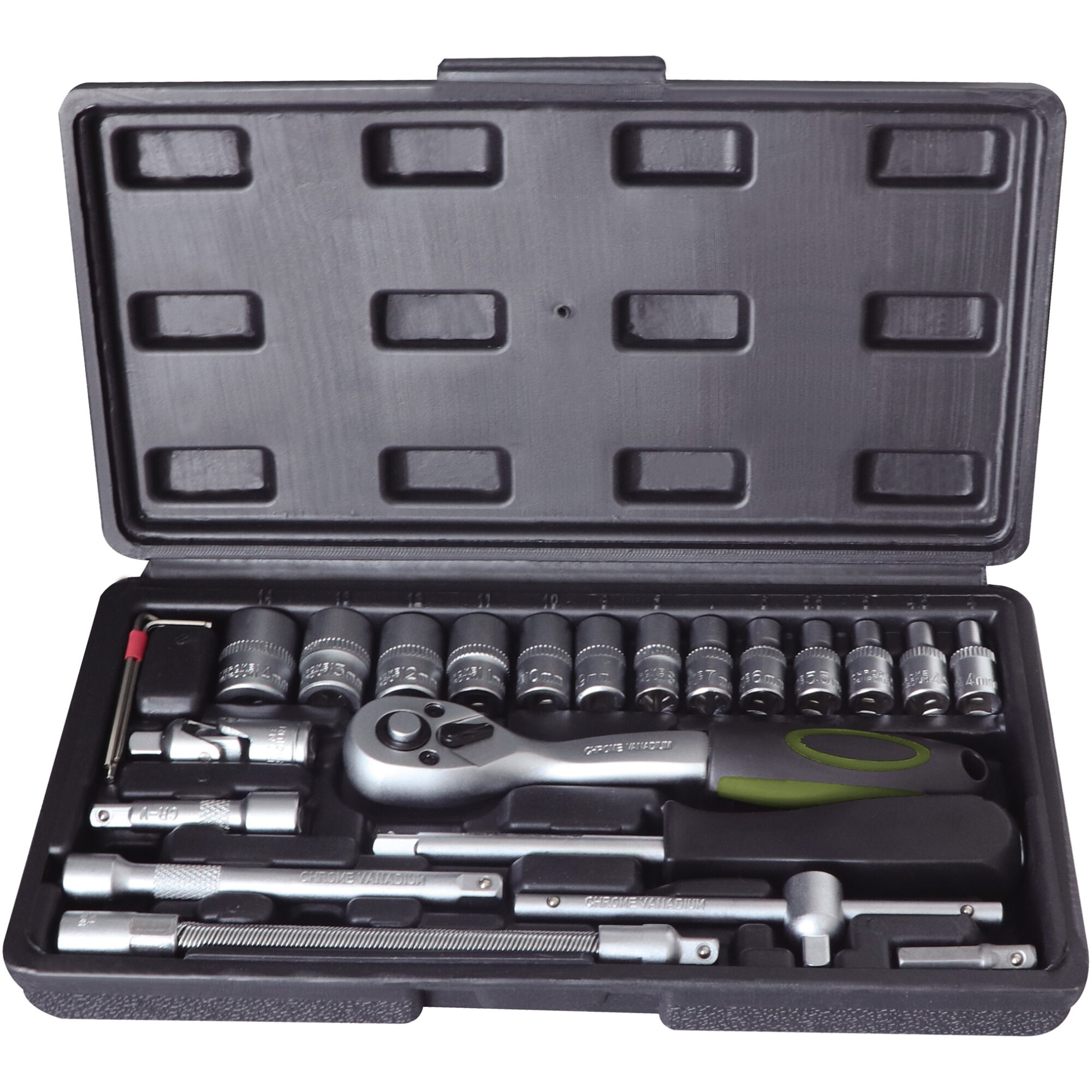 Trusa de scule Heinner CR-V CTSM026, 24 piese 1/4 inch, Crom Vanadium