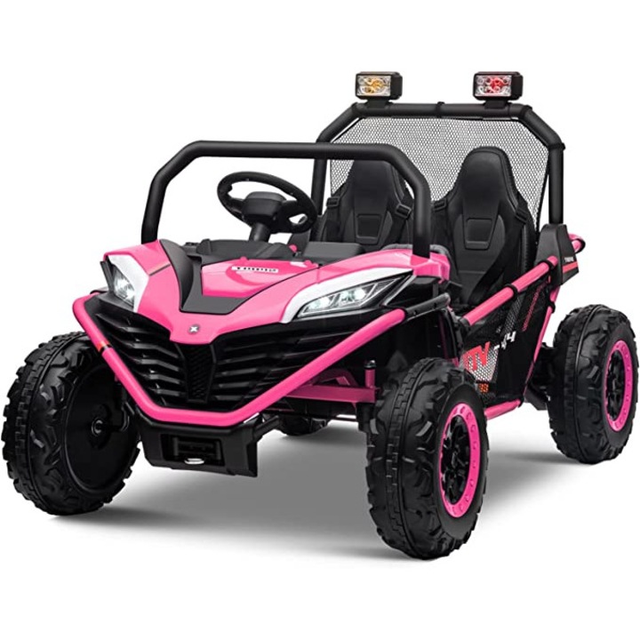 UTV electric pentru copii Kinderauto Dune-Buggy 2x 150W 24V 10Ah, cu roti MOI, roz