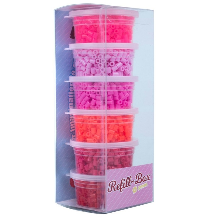 Set Margele de Calcat La Manuli 3000 Bucati – 6 Nuante de Rosu, 5 mm, Cutie Organizatoare