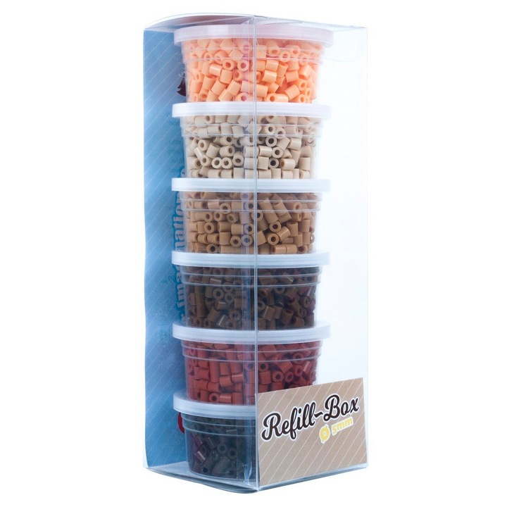 Set Margele de Calcat La Manuli 3000 Bucati – 6 Nuante de Maro, 5 mm, Cutie Organizatoare