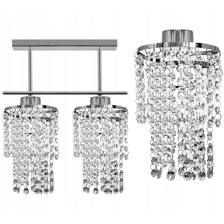 Полилей, 2 източника на светлина, Komat, Метал, Сребрист