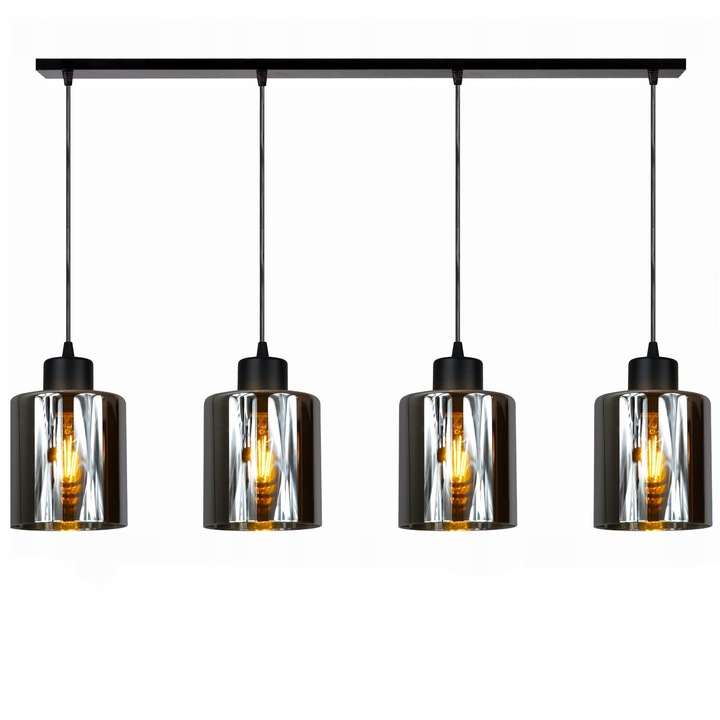 Candelabru, Komat, Metal, Soclu E27, Negru/Auriu