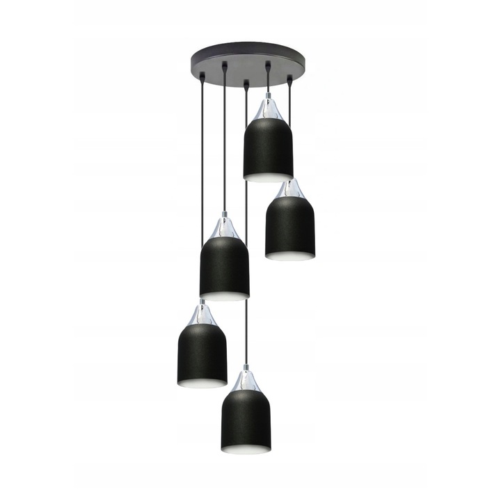 Csillár, Komat, fém, E27 foglalat, fekete