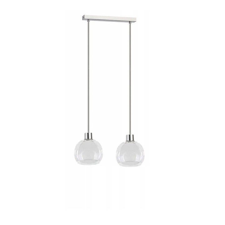 Függőlámpa, Komat, fém, E27 foglalat, ezüst/fehér