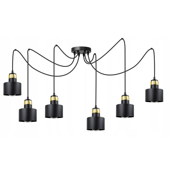 Függőlámpa, Komat, fém, E27 foglalat, fekete/arany