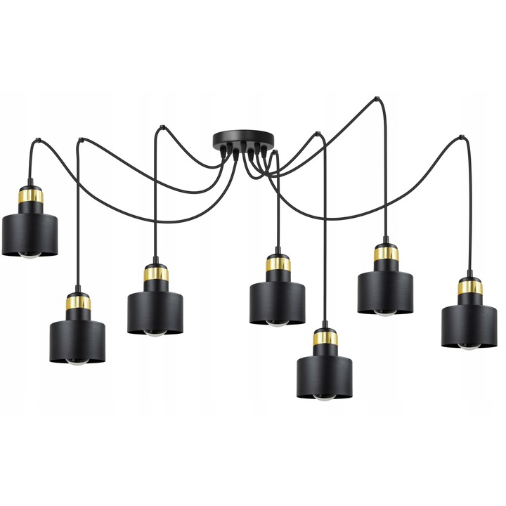 Полилей, Komat, Метал, Цокъл E27, Черен/Златист