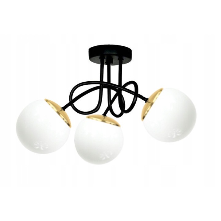 Candelabru, Komat, Metal, Soclu E27, Negru/Auriu