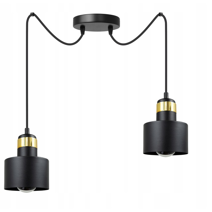 Полилей, Komat, Метал, Цокъл E27, Черен/Златен