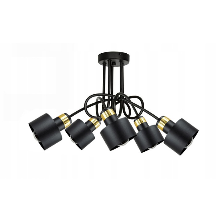 Csillár, Komat, fém, E27 foglalat, fekete/arany