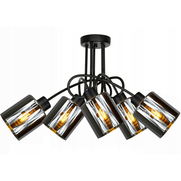 Candelabru, Komat, Metal, Soclu E27, Negru/Auriu