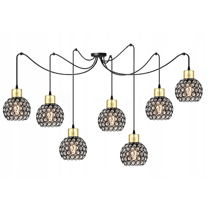 Полилей, Komat, Метал, Цокъл E27, Черен/Златен