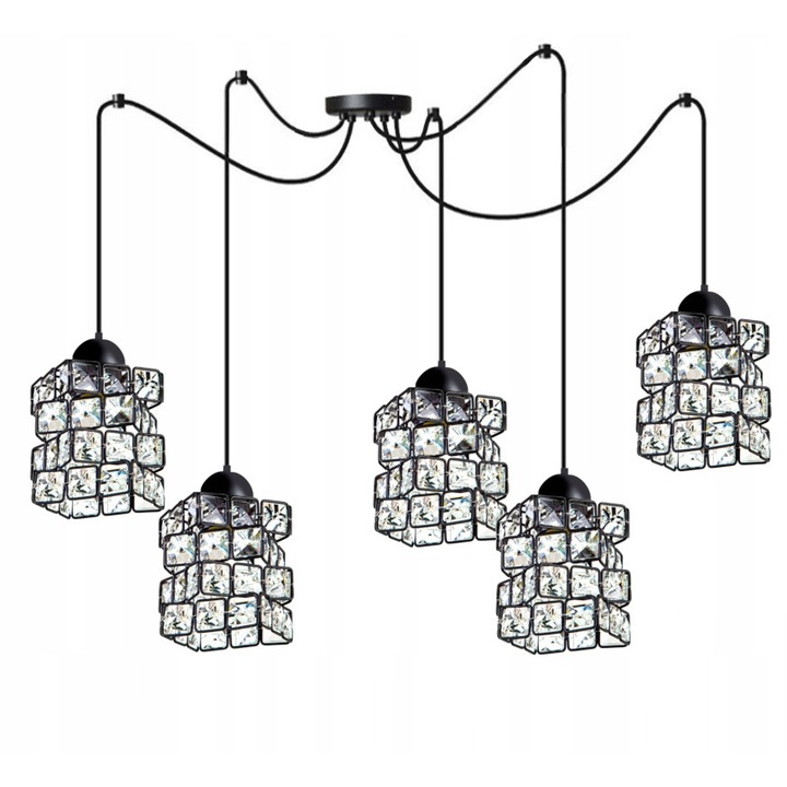 Mennyezeti lámpa, Komat, LED, 5 fényforrás, Fekete