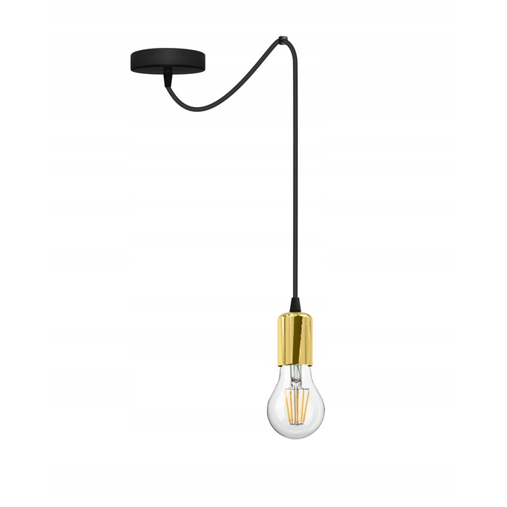 Pendul, Komat, Metal, Soclu E27, Negru/Auriu