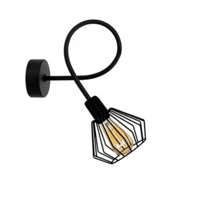 Aplica de perete, Komat, Metal, Negru, 19x23 cm