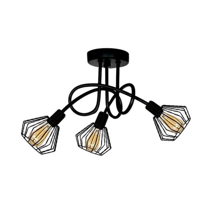 Csillár, Komat, fém, E27 foglalat, fekete