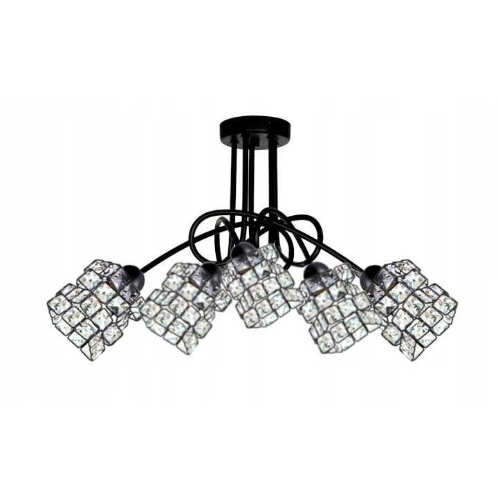 Plafoniera, Model cristale, LED, 200 W, Negru