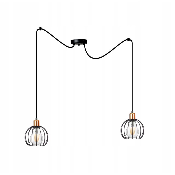 Candelabru, Komat, Metal, Soclu E27, Negru/Auriu