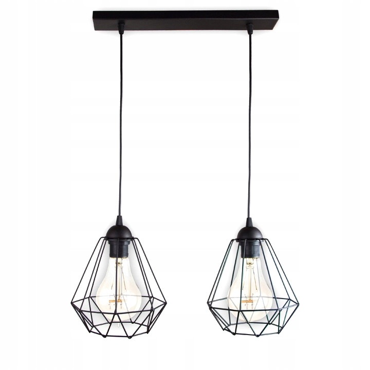 Висулка, Komat, Метал, Цокъл E27, Черен