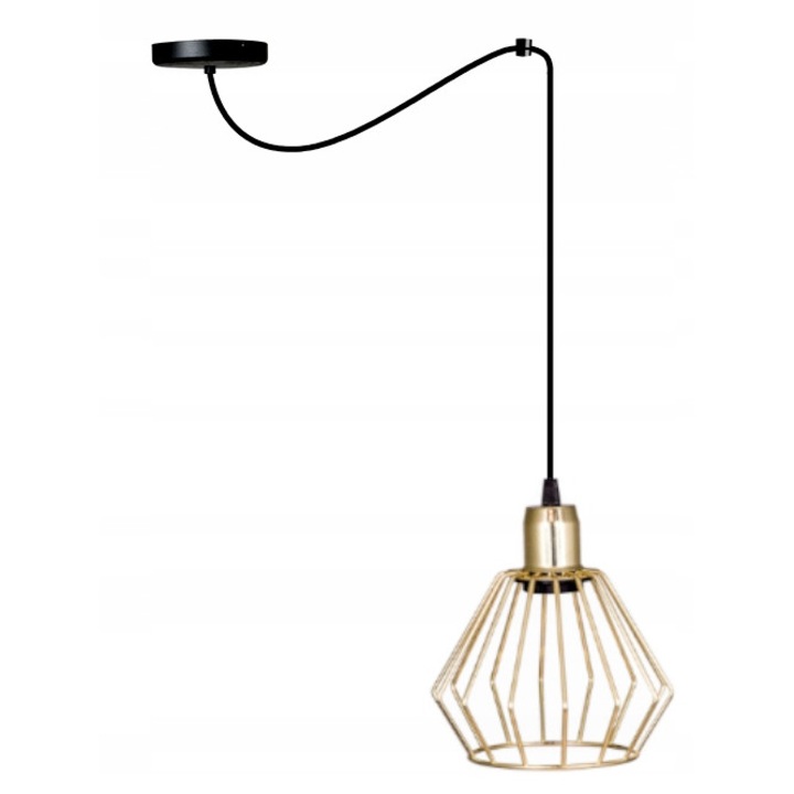 Полилей, Komat, Метал, Цокъл E27, Черен/Златен