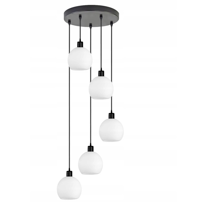 Candelabru, Komat, Metal, Soclu E27, Alb/Negru