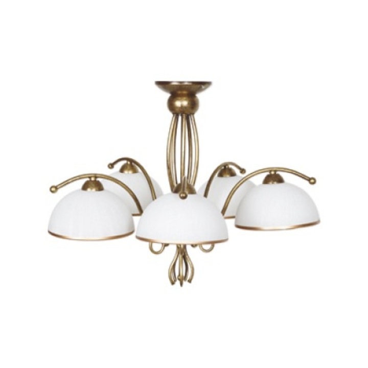 Csillár, Komat, fém, E27 foglalat, arany/fehér