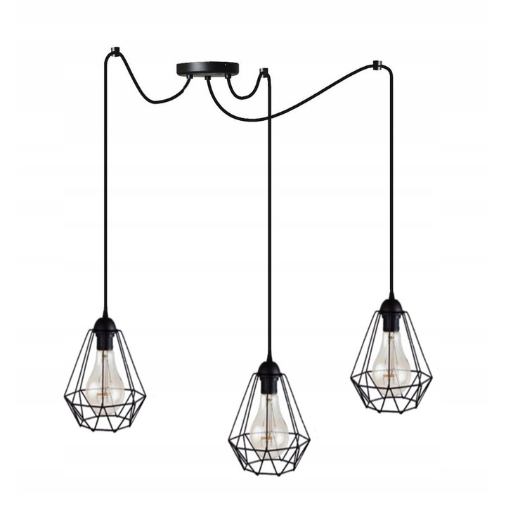 Полилей, Komat, Метал, Цокъл E27, Черен