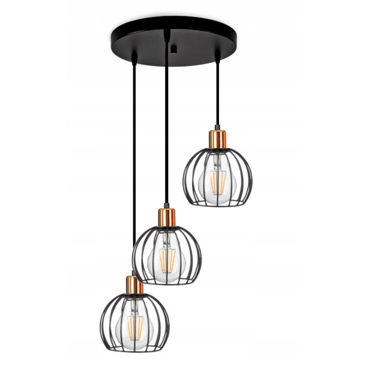 Lustra suspendata Komat, reglabila, negru, 35x105cm