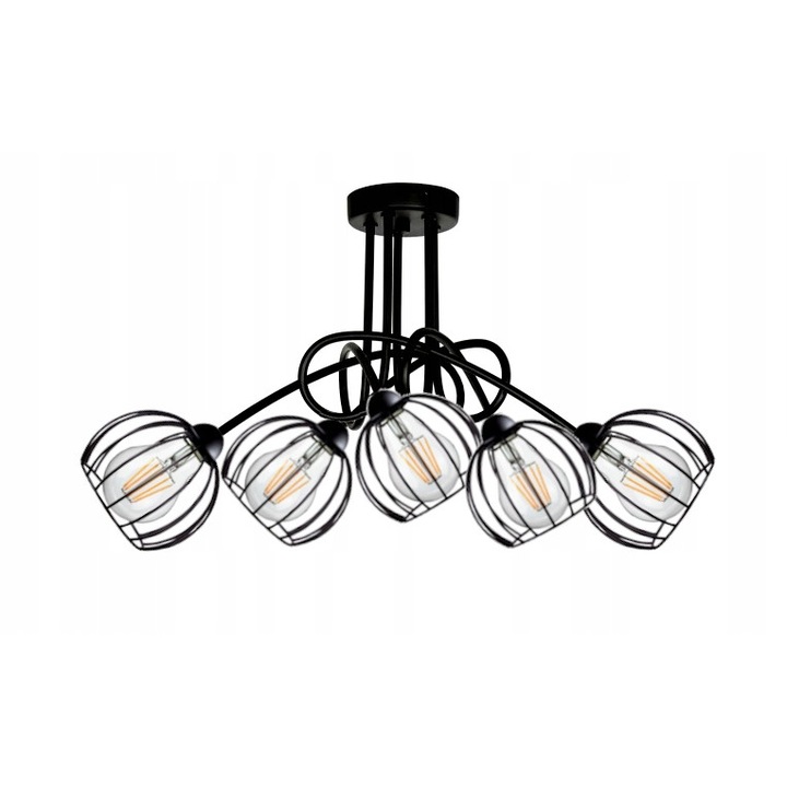 Plafoniera, Komat, E-27, metal, negru, latime 55cm, 35cm