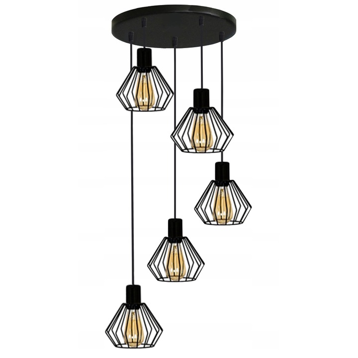 Komat függőlámpa, állítható 35x105cm, fekete fém