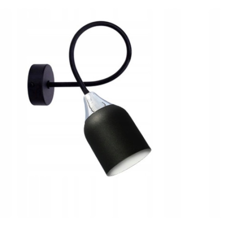 Fali lámpa, Komat, E-27, fém, fekete, szélesség 22cm, magasság 23cm